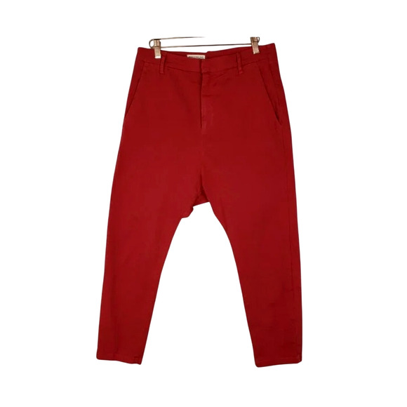 Nili Lotan Paris Pants $345 Drop Crotch Slouchy Cotton Crop Sunkissed Red - Picture 3 of 7